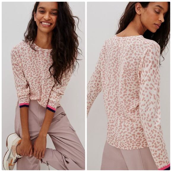 Sundry Sweaters - Sundry Women's Cream Leopard‎ Spotted Pullover  Sweater Size 3 Large